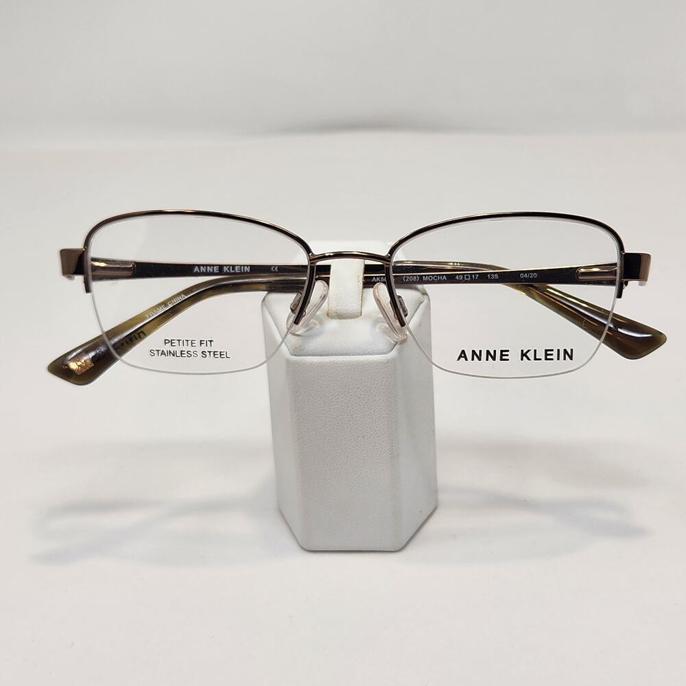 Anne Klein AK5056 Mocha Eyeglasses Frames Half Rim Rectangle Petite Fit Womens